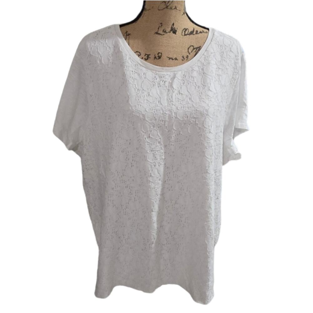 Talbots White Lace Beach Summer Nautical Shirt Plus Size 3X‎ New!